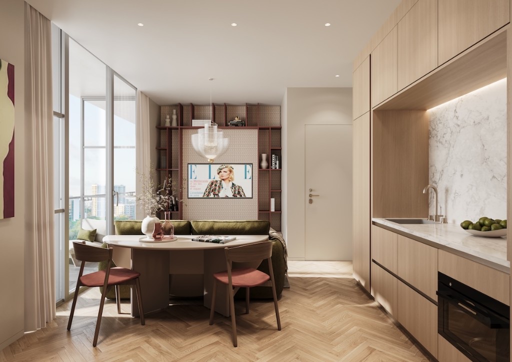 ELLE Residences mutfak ve yemek alanı — Miele ankastre, Italkraft dolap